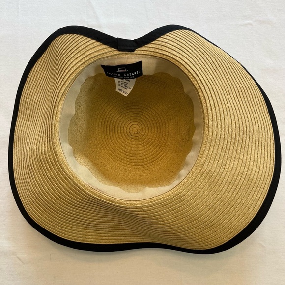 FILIPPO‎ CATARZI Made in Italy Wide Brim Decorative Bow Natural Straw Sun Hat - Picture 8 of 9